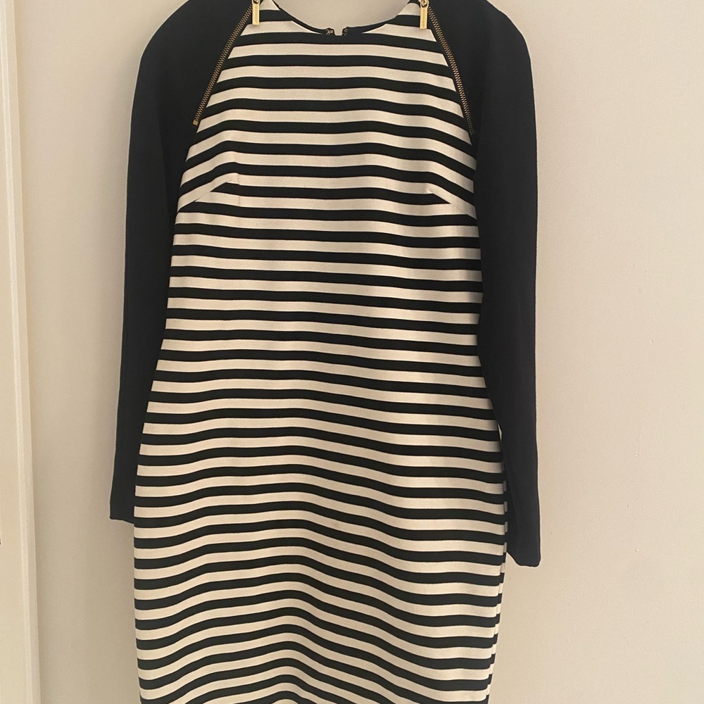 Michael Kors Black and White Striped Dress